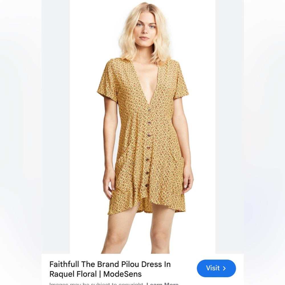 Faithful the Brand Yellow Mini Dress - Pilou Dress In Raquel Floral